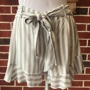 Gray & White Striped Shorts